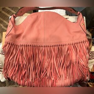 Oryany leather fringe purse